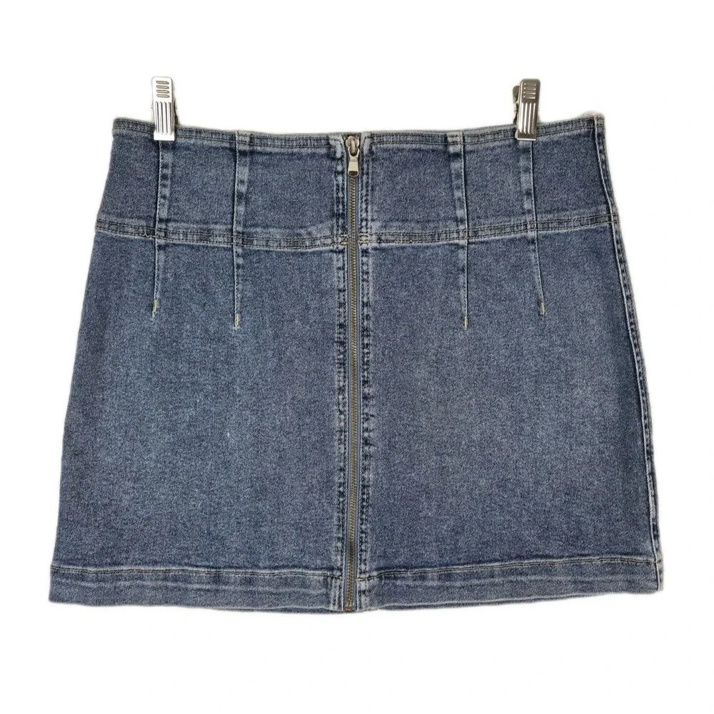 We the Free Zip Up Virgo Skirt 32 Short Denim Mini Skirt Casual Streetwear Y2K